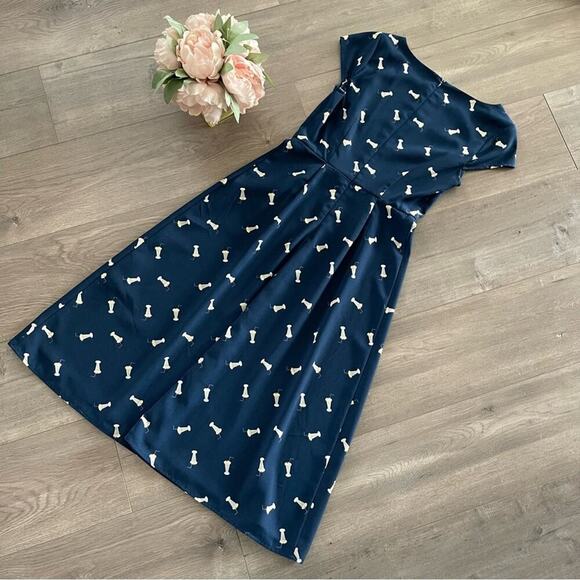 New Modcloth Sugarhill Milkshakes Navy Blue Midi Dress - Picture 5 of 6